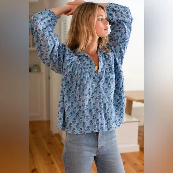 Emerson Fry EMMALINE BLOUSE - LITTLE MARIGOLDS DANUBE ORGANIC - Picture 2 of 10